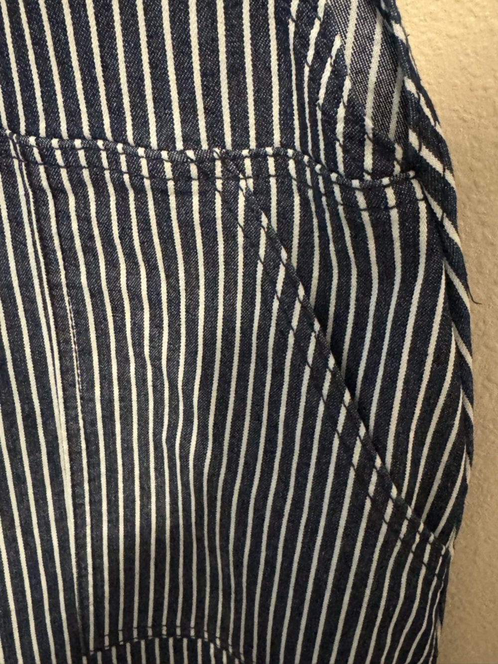 Altar'd State Navy & White Striped Pinafore Jean Dress Size Small - Picture 2 of 5
